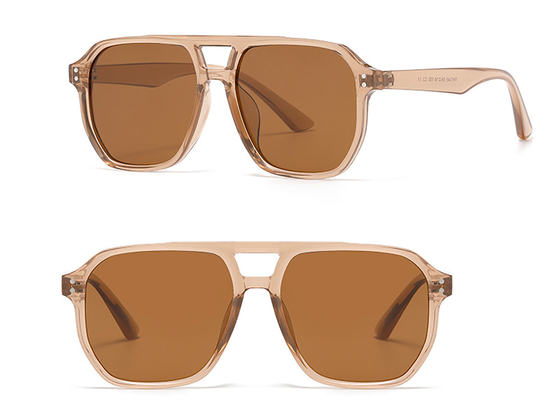 Retro Double Bridges Square Women Sunglasses Fashion Black Grey Shades UV400 Men Sun Glasses