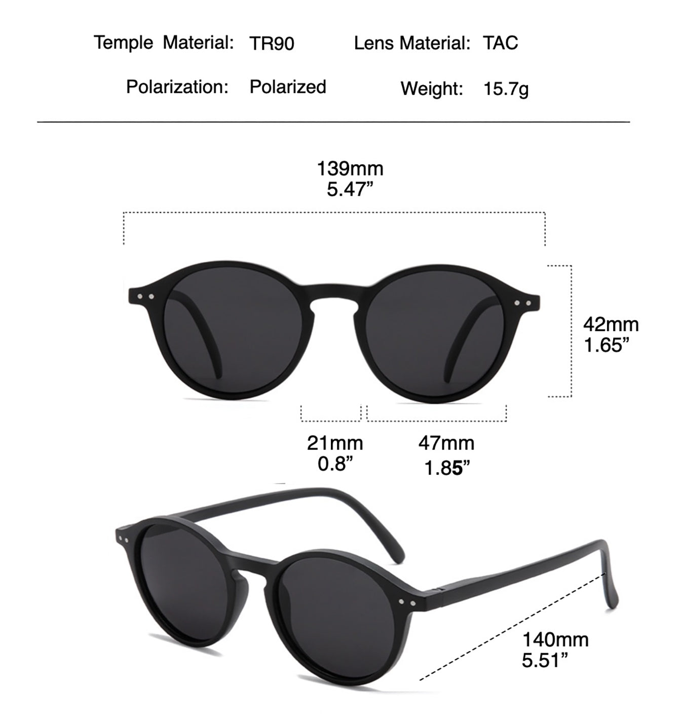 Polarized Round Sunglasses, Retro Classic Stylish Sunglasses for Men and Women, Multi-Color Selection