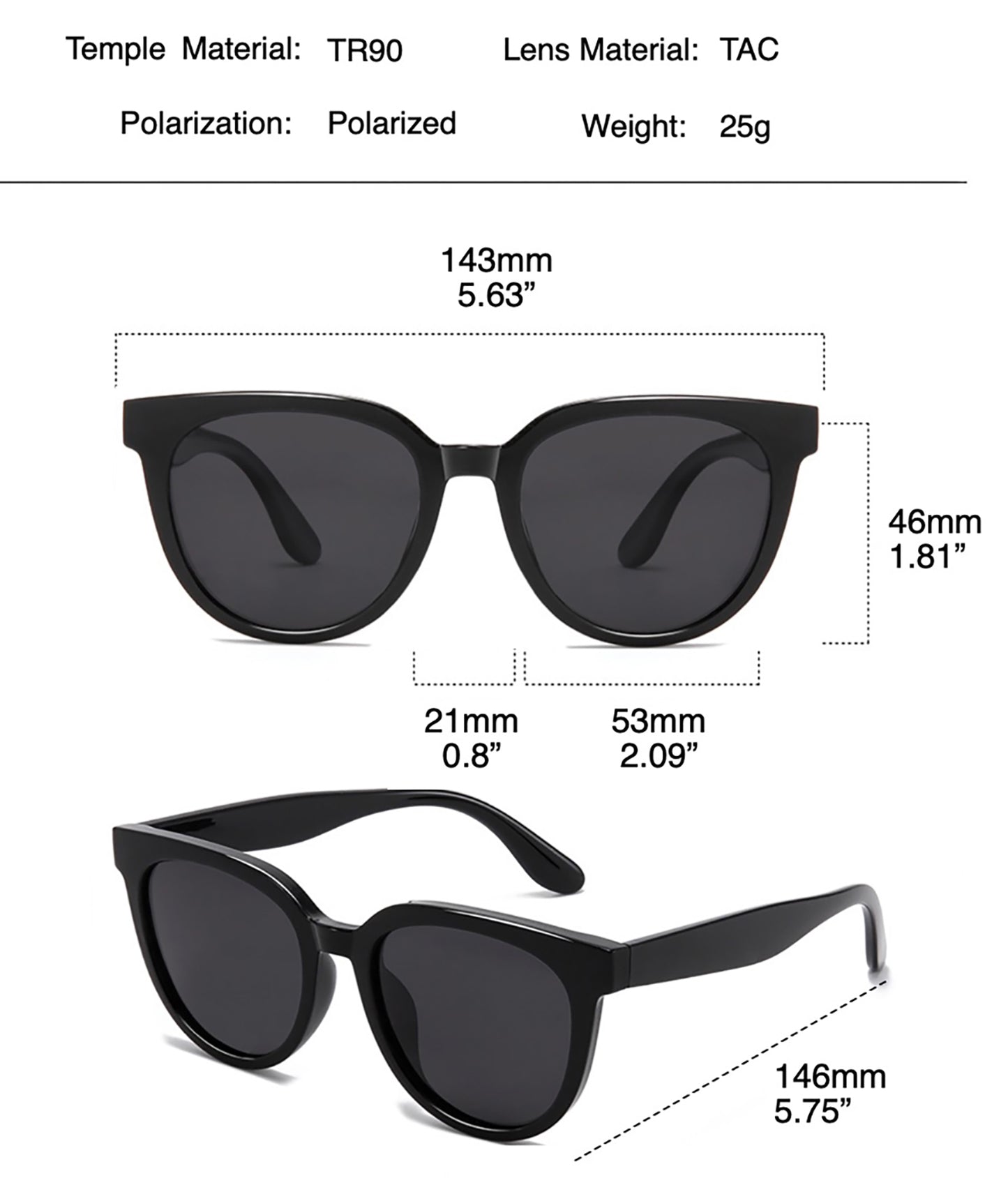 Polarized Sunglasses for Women Men, Classic Retro Semicircle Designer Style Sun Glasses UV400