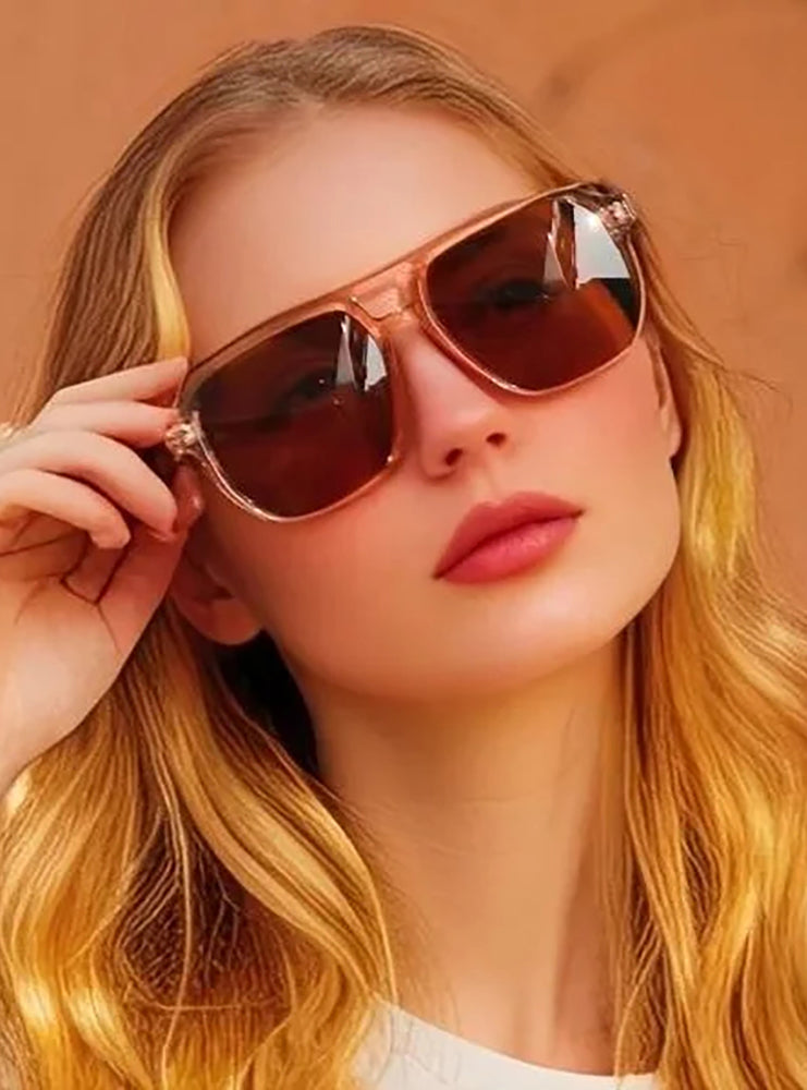 Retro Double Bridges Square Women Sunglasses Fashion Black Grey Shades UV400 Men Sun Glasses