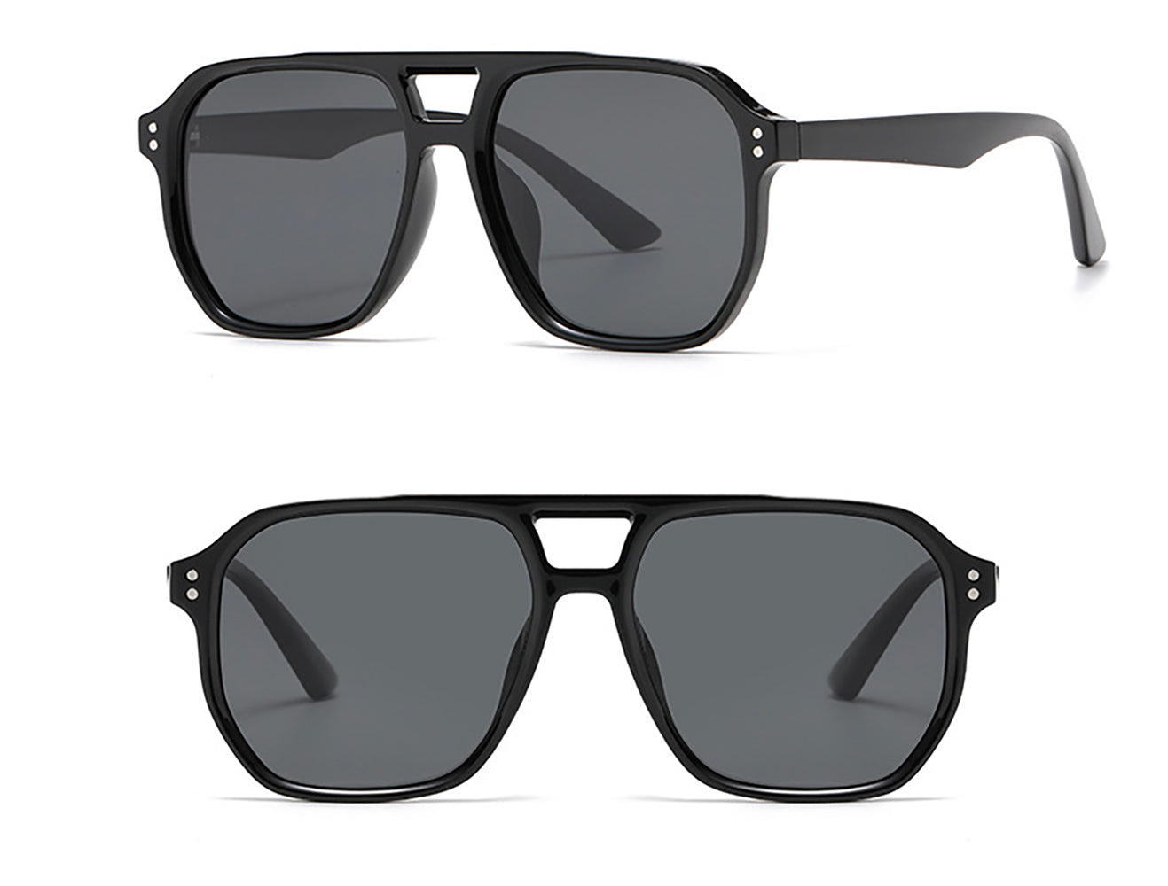 Retro Double Bridges Square Women Sunglasses Fashion Black Grey Shades UV400 Men Sun Glasses