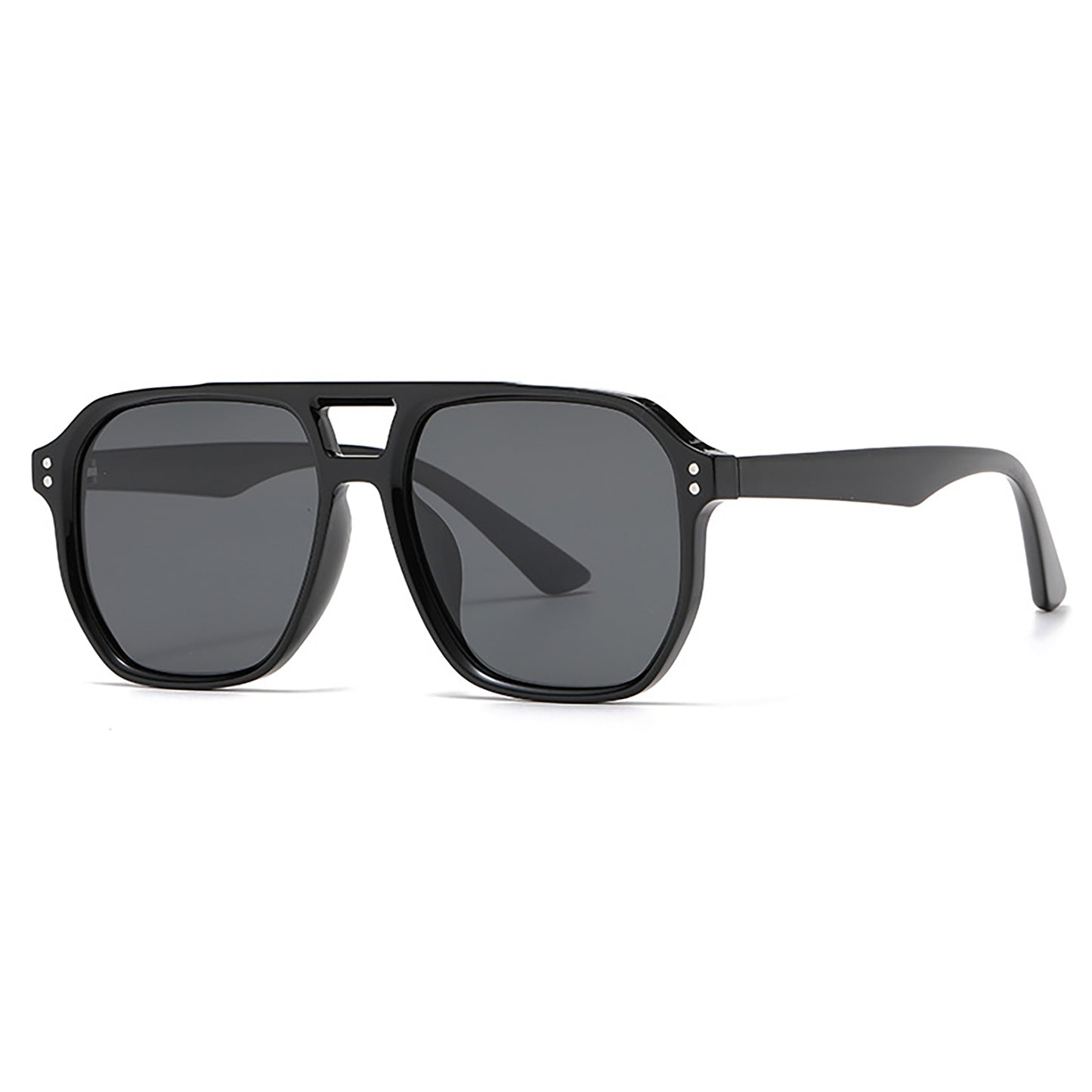 Retro Double Bridges Square Women Sunglasses Fashion Black Grey Shades UV400 Men Sun Glasses