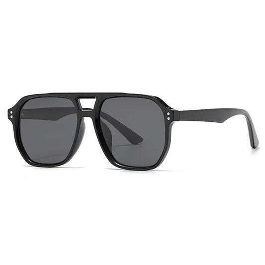 Retro Double Bridges Square Women Sunglasses Fashion Black Grey Shades UV400 Men Sun Glasses