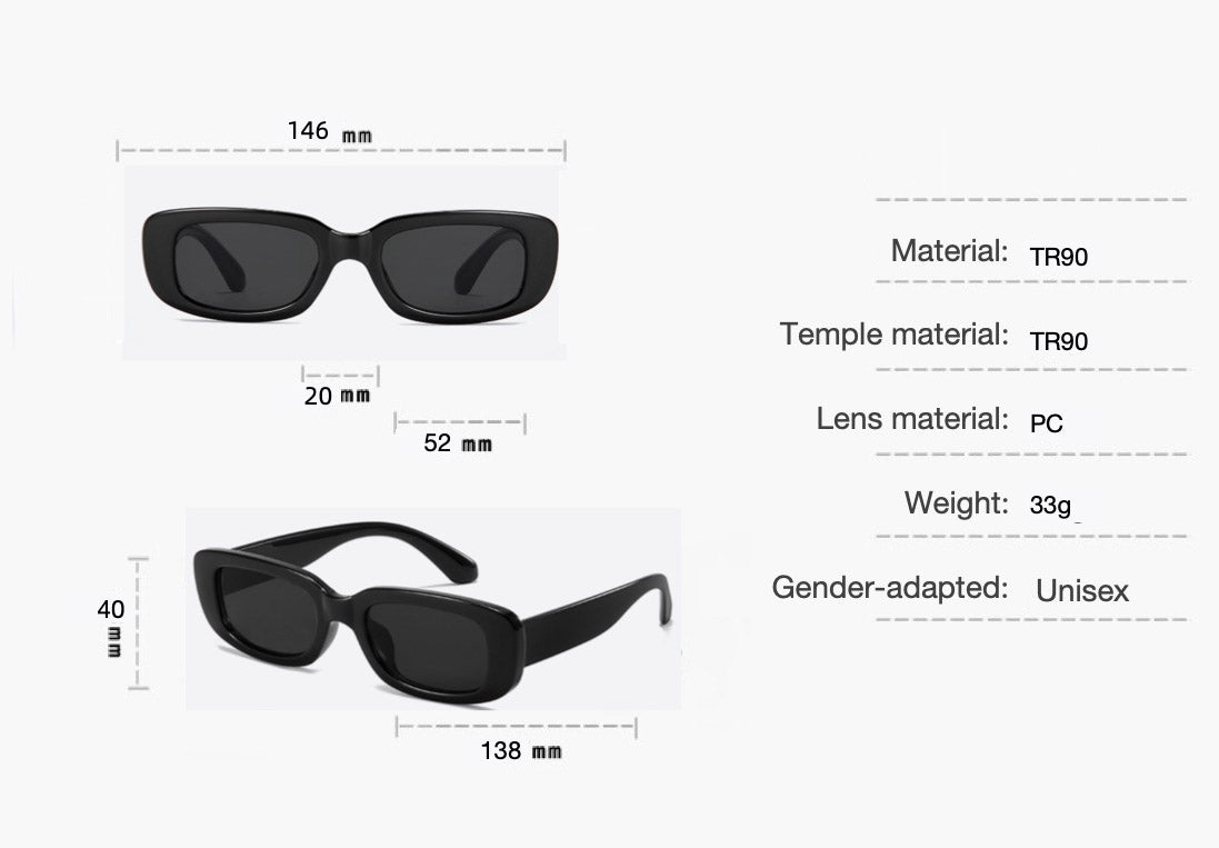 Rectangle fashion Sunglasses for Women Retro Driving Glasses Vintage Fashion Narrow Square Frame UV400 Protection
