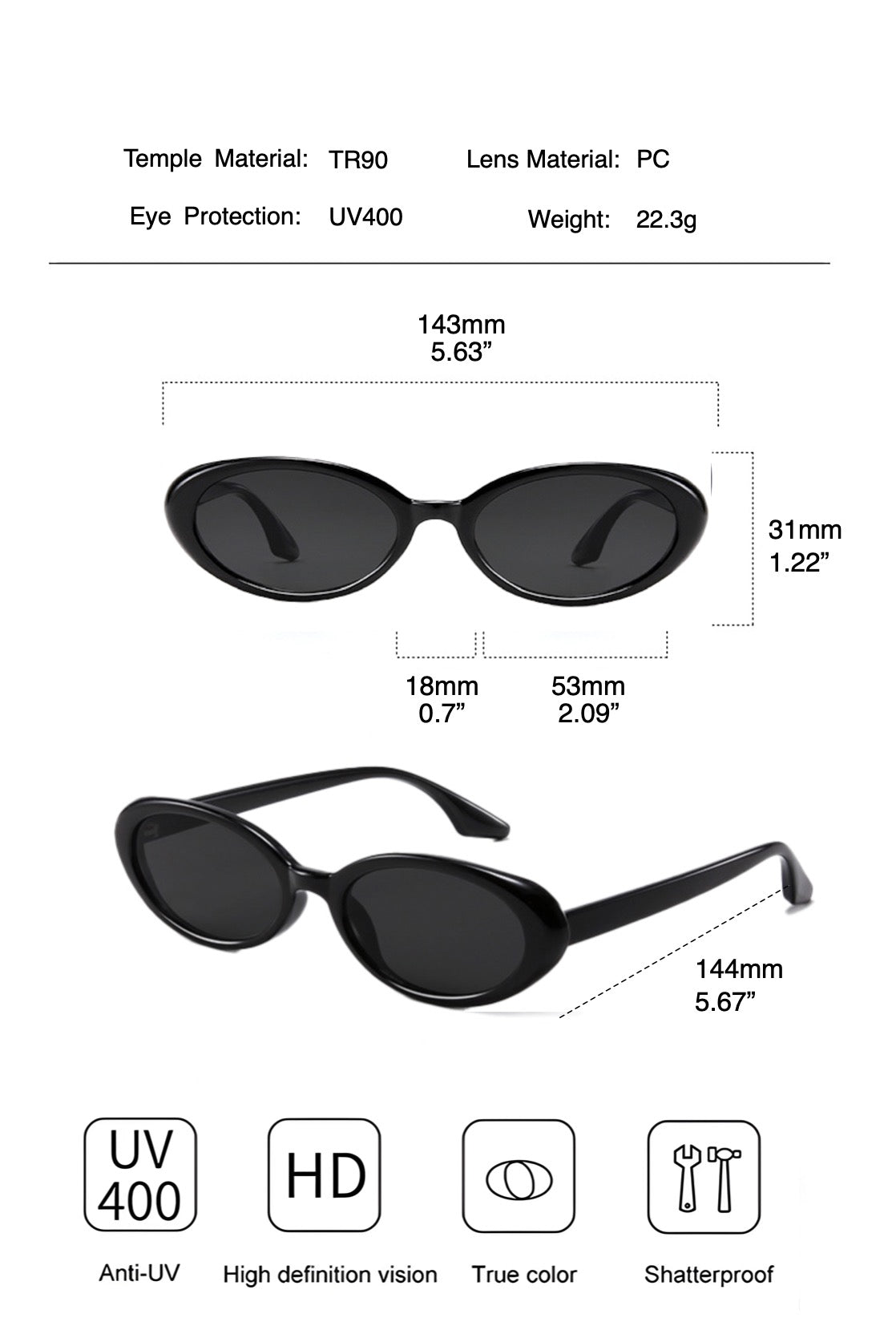 Retro Classic Oval Sunglasses for Women and Men Small 90s Style
